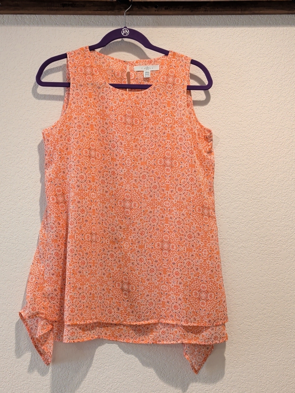 Fever Orange Floral Layered Handkerchief Hem Camisole
